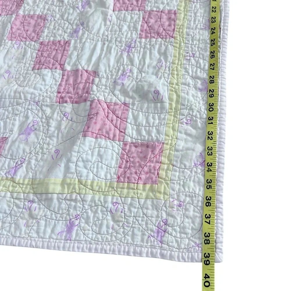 Handmade Quilts for Kids Nursery Baby Quilt Pink & White Patchwork Checkerboard